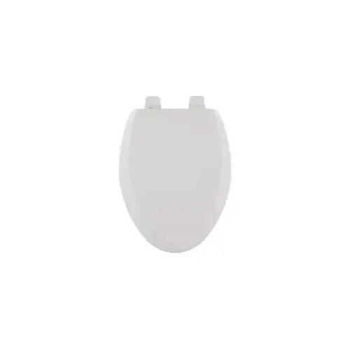 Elongated Closed Front Toilet Seat, Co-Injected Wood, White Elongated Closed Front Toilet Seat, Co-Injected Wood, White