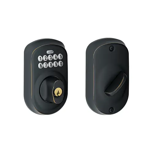Plymouth Electronic Keypad Deadbolt C Keyway with 12287 Latch and 10116 Strike Aged Bronze Finish Plymouth Electronic Keypad Deadbolt C Keyway with 12287 Latch and 10116 Strike Aged Bronze Finish