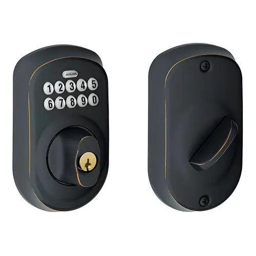 Plymouth Electronic Keypad Deadbolt C Keyway with 12287 Latch and 10116 Strike Aged Bronze Finish Plymouth Electronic Keypad Deadbolt C Keyway with 12287 Latch and 10116 Strike Aged Bronze Finish