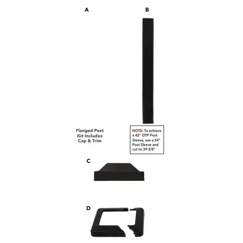 Aluminum Flanged Post Kit, 3" x 3" x 44", Textured Black Aluminum Flanged Post Kit, 3" x 3" x 44", Textured Black