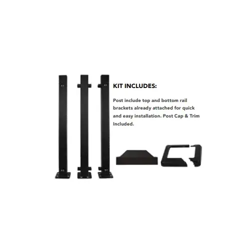 Designer Aluminum Deck Post, 3" x 39", Flanged End, Textured Black Designer Aluminum Deck Post, 3" x 39", Flanged End, Textured Black