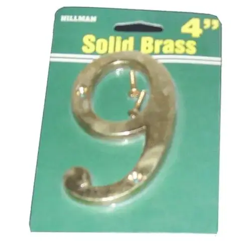 NUMBER 9 CONTEMPORARY 4IN BRASS NUMBER 9 CONTEMPORARY 4IN BRASS