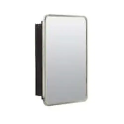 Designer Series Brushed Nickel 16 In. W x 24 In. H x 5 In. D Single Mirror Surface/Recess Mount Rectangle Medicine Cabinet Designer Series Brushed Nickel 16 In. W x 24 In. H x 5 In. D Single Mirror Surface/Recess Mount Rectangle Medicine Cabinet