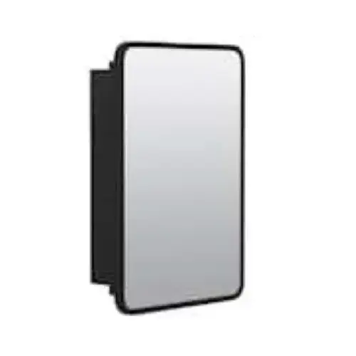 Designer Series Black 16 In. W x 24 In. H x 5 In. D Single Mirror Surface/Recess Mount Rectangle Medicine Cabinet Designer Series Black 16 In. W x 24 In. H x 5 In. D Single Mirror Surface/Recess Mount Rectangle Medicine Cabinet