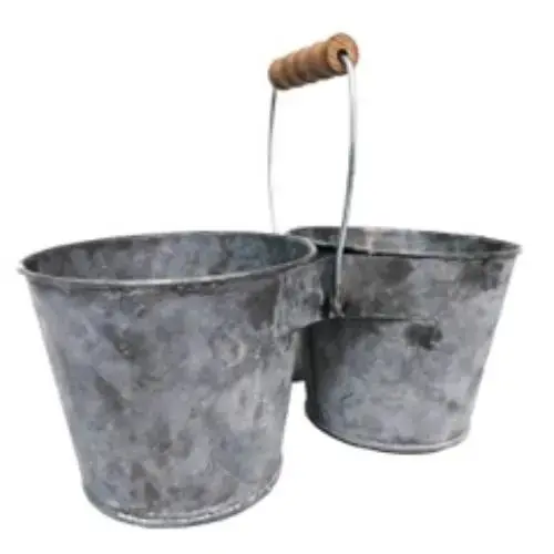VINTAGE DOUBLE BUCKET #4 WOOD VHANDLE VINTAGE DOUBLE BUCKET #4 WOOD VHANDLE