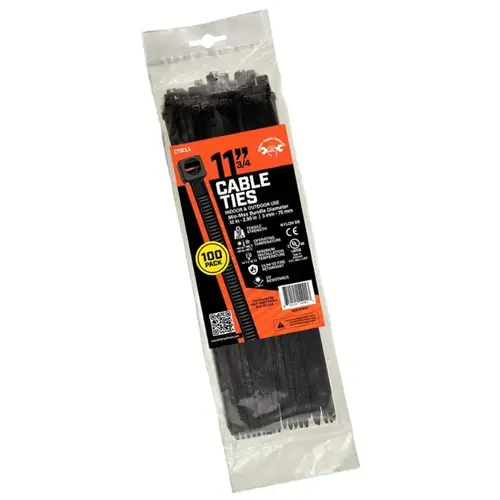 14IN BLACK CABLE TIE 50LB 100 PACK 14IN BLACK CABLE TIE 50LB 100 PACK