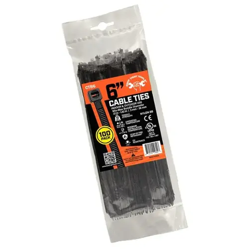8IN BLACK CABLE TIE 50LB STRENGTH 100 PACK 8IN BLACK CABLE TIE 50LB STRENGTH 100 PACK
