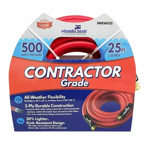 HOSE CONTRACTOR GRADE 5/8INX25FT RED HOSE CONTRACTOR GRADE 5/8INX25FT RED