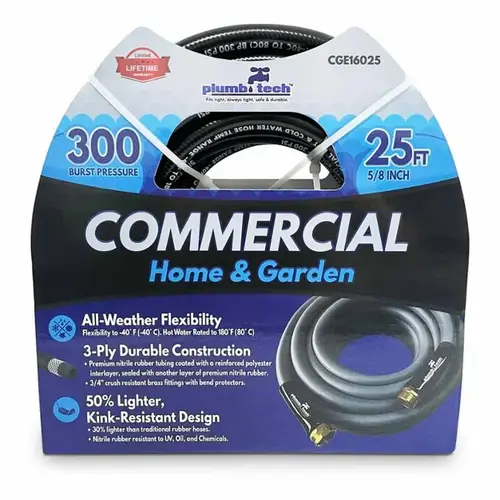 HOSE COMMERICAL GRADE, 5/8INX25FT BLACK HOSE COMMERICAL GRADE, 5/8INX25FT BLACK