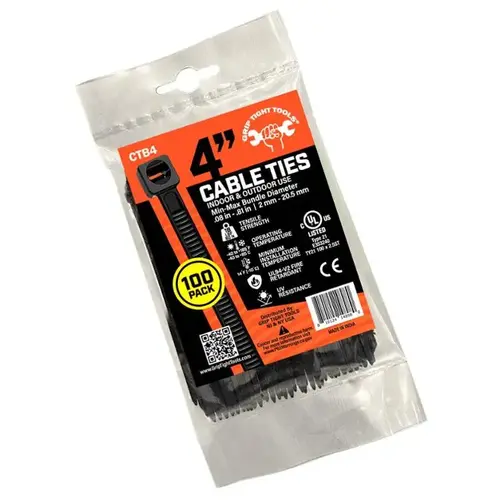 6IN BLACK CABLE TIE 50LB 100 PACK 6IN BLACK CABLE TIE 50LB 100 PACK