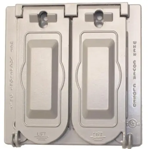 Weatherproof 2-Gang Electrical Box Cover, Lockable Hasp, Gray Weatherproof 2-Gang Electrical Box Cover, Lockable Hasp, Gray