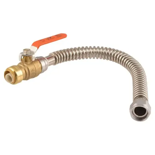 18" Corrugated SS Water Heater Connector with Ball Valve 18" Corrugated SS Water Heater Connector with Ball Valve