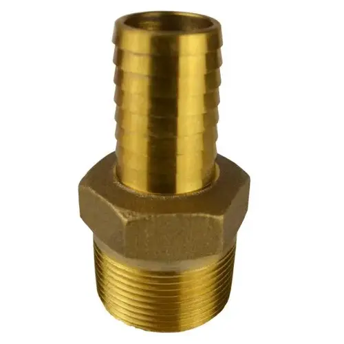 Lead-Free Brass Adapter, 3/4" MNPT x 1" Barb, Increasing Lead-Free Brass Adapter, 3/4" MNPT x 1" Barb, Increasing