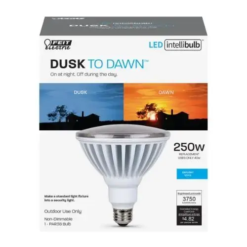 PAR38 LED Reflector Bulb, 3750 Lumens, 5000K Daylight, Non-Dimmable, Dusk-to-Dawn PAR38 LED Reflector Bulb, 3750 Lumens, 5000K Daylight, Non-Dimmable, Dusk-to-Dawn