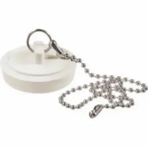 Rubber Drain Stopper, 1-1/8" to 1-1/4", White Rubber Drain Stopper, 1-1/8" to 1-1/4", White