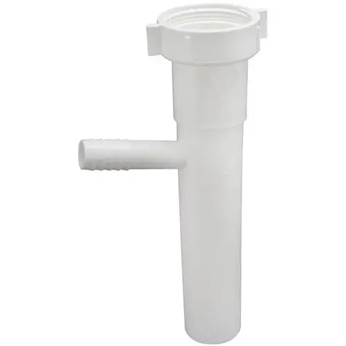 Dishwasher Branch Tailpiece, 1-1/2" x 8", 7/8" O.D. Branch, White Dishwasher Branch Tailpiece, 1-1/2" x 8", 7/8" O.D. Branch, White