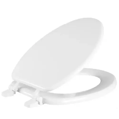 Elongated Closed Front Toilet Seat, Molded Wood, White Elongated Closed Front Toilet Seat, Molded Wood, White