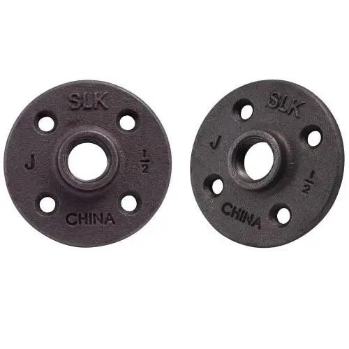 Malleable Iron Floor Flange, 1/2", Black, Pack of 2 Malleable Iron Floor Flange, 1/2", Black, Pack of 2
