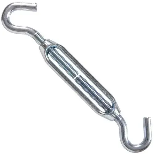 Hook & Hook Turnbuckle, 3/8-16 x 10-5/8", Zinc-Plated Hook & Hook Turnbuckle, 3/8-16 x 10-5/8", Zinc-Plated