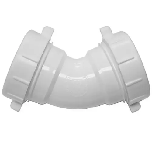 45-Degree Double Slip PVC Elbow Fitting, 1-1/2" 45-Degree Double Slip PVC Elbow Fitting, 1-1/2"