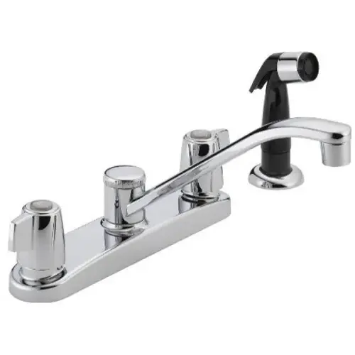 Two-Handle Kitchen Faucet with Side Spray, 8-Inch Center, Chrome Two-Handle Kitchen Faucet with Side Spray, 8-Inch Center, Chrome
