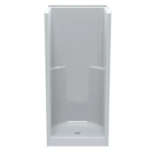 One-Piece Shower Stall, 36" W x 37" D x 79" H, Center Drain, White One-Piece Shower Stall, 36" W x 37" D x 79" H, Center Drain, White