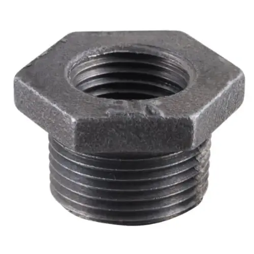 Black Malleable Iron Pipe Reducer Bushing, 2-1/2" Male NPT x 3/4" Female NPT Black Malleable Iron Pipe Reducer Bushing, 2-1/2" Male NPT x 3/4" Female NPT