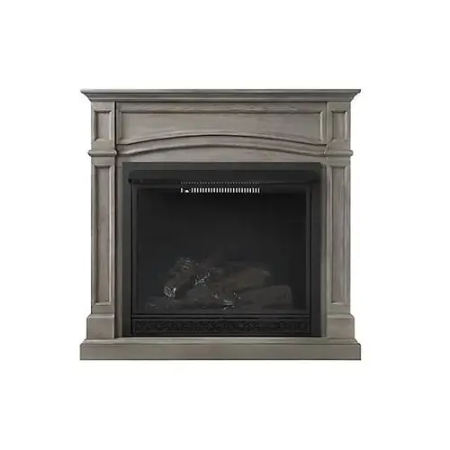 Vent-Free Gas Fireplace, Dual Fuel, 33,000 BTU, Pewter Oak Mantel Vent-Free Gas Fireplace, Dual Fuel, 33,000 BTU, Pewter Oak Mantel