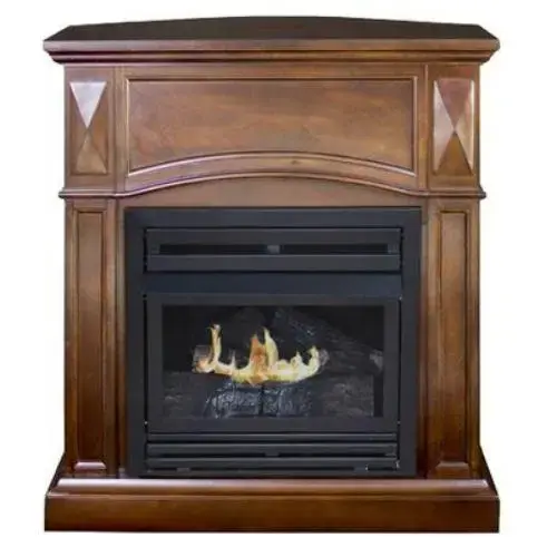 Avalon Ventless Gas Fireplace, 26,000 BTU, Dual Fuel, Walnut Avalon Ventless Gas Fireplace, 26,000 BTU, Dual Fuel, Walnut