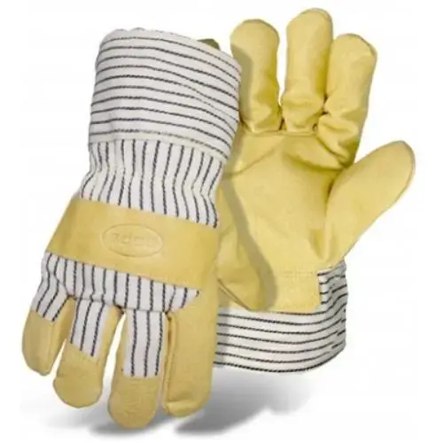 Lined Leather Palm Work Gloves, Gunn Cut, Extended Safety Cuff Lined Leather Palm Work Gloves, Gunn Cut, Extended Safety Cuff