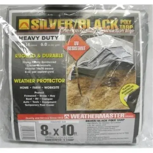 8 X 10 FT SILVER / BLACK POLY TARP 8 X 10 FT SILVER / BLACK POLY TARP