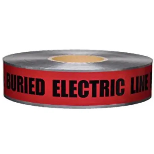 Detectable Underground Warning Tape, 5 mil, 2" x 1000', Electric Line, Red Detectable Underground Warning Tape, 5 mil, 2" x 1000', Electric Line, Red