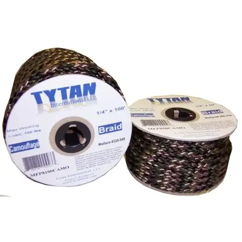 Multi-Filament Polypropylene Rope, 3/16" Diameter, 50 ft Length, Camo Multi-Filament Polypropylene Rope, 3/16" Diameter, 50 ft Length, Camo