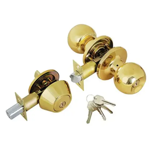 COMBO LOCKSET BALL KNOB BRASS FINISH COMBO LOCKSET BALL KNOB BRASS FINISH