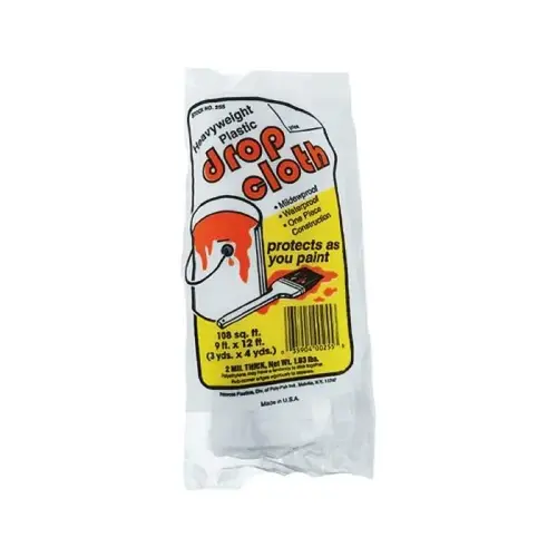 9 FT X 12 FT 2 MIL CLEAR DROP CLOTH 9 FT X 12 FT 2 MIL CLEAR DROP CLOTH
