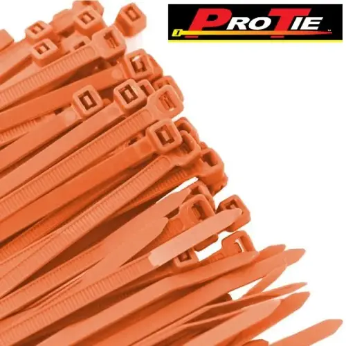8" Orange Cable Tie, 50 lb Tensile Strength, Pack of 100 8" Orange Cable Tie, 50 lb Tensile Strength, Pack of 100