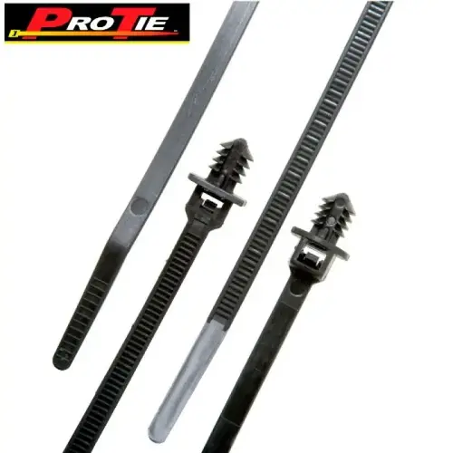 Cable Tie, 8 inch, Fir Tree Push Mount, UV Black, Pack of 25 Cable Tie, 8 inch, Fir Tree Push Mount, UV Black, Pack of 25