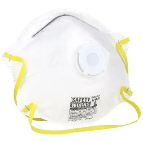 Safety Works Disposable Respirator With Valve, N95 Filter Class Safety Works Disposable Respirator With Valve, N95 Filter Class