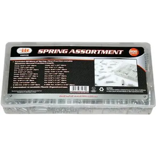 Spring Assortment, 200 Piece, Zinc-Plated Steel Spring Assortment, 200 Piece, Zinc-Plated Steel