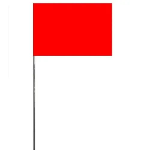Red Survey Marking Flag, 2.5" x 3.5" Flag, 21" Stake, Pack of 100 Red Survey Marking Flag, 2.5" x 3.5" Flag, 21" Stake, Pack of 100
