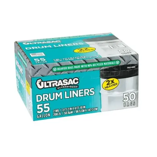 ULTRASAC 55-Gallon Drum Liner, 2 Mil, Pack of 50 ULTRASAC 55-Gallon Drum Liner, 2 Mil, Pack of 50