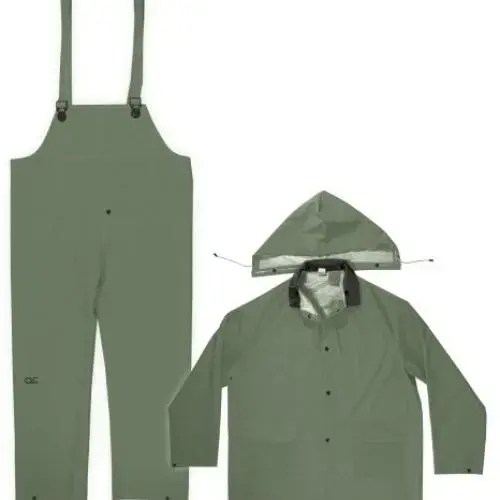 3-Piece Heavyweight PVC Rain Suit, X-Large, Green 3-Piece Heavyweight PVC Rain Suit, X-Large, Green