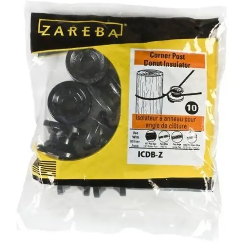 Electric Fence Corner Donut Insulator, Black, Pack of 10 Electric Fence Corner Donut Insulator, Black, Pack of 10