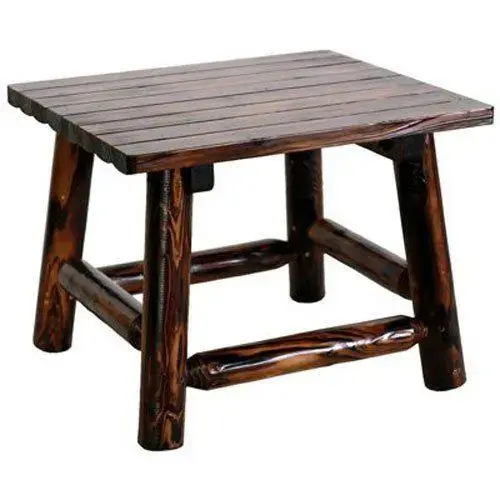 Char-Log Square End Table, Solid Wood, 24"L x 20"W x 44"H Char-Log Square End Table, Solid Wood, 24"L x 20"W x 44"H