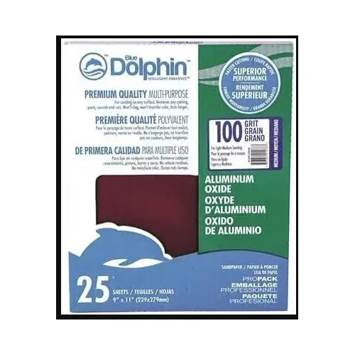 Dolphin Aluminum Oxide 100 Grit Coarse Sandpaper - pack of 25 Dolphin Aluminum Oxide 100 Grit Coarse Sandpaper - pack of 25