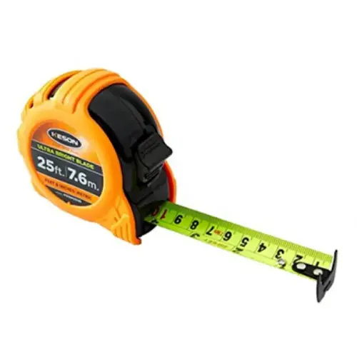 Tape Measure, 1" x 25 ft, Ultra Bright, Feet, Inches, 10ths/100ths Tape Measure, 1" x 25 ft, Ultra Bright, Feet, Inches, 10ths/100ths