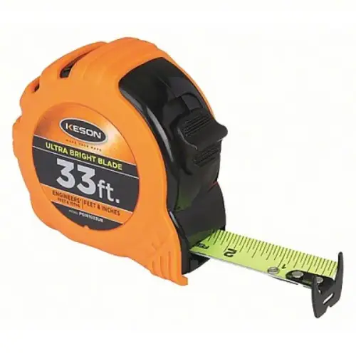 Tape Measure, 1" x 33 ft, Ultra Bright, 10ths & Inches Tape Measure, 1" x 33 ft, Ultra Bright, 10ths & Inches