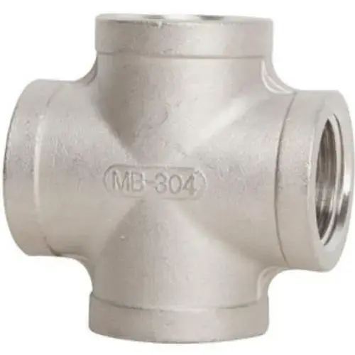 3/8" FNPT Stainless Steel 304 Cross Pipe Fitting, Class 150 3/8" FNPT Stainless Steel 304 Cross Pipe Fitting, Class 150