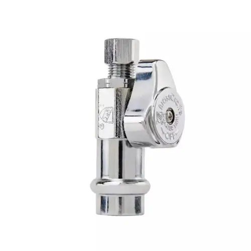 Straight Stop Valve, 1/2" Press x 1/4" O.D. Compression, Chrome Straight Stop Valve, 1/2" Press x 1/4" O.D. Compression, Chrome