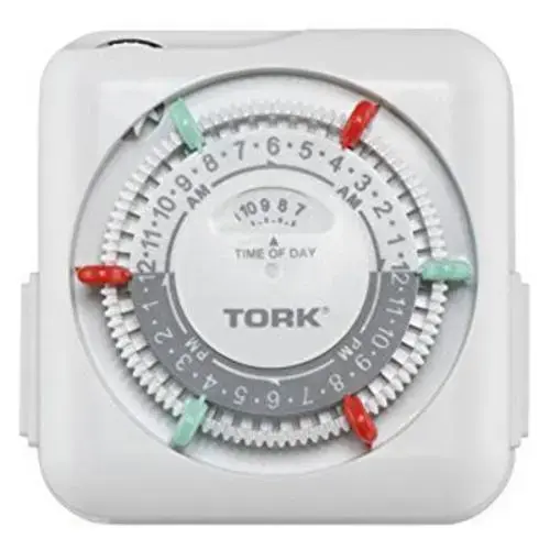 TORK 24-Hour 15A Mechanical Plug-in Timer, 2 Grounded Outlets TORK 24-Hour 15A Mechanical Plug-in Timer, 2 Grounded Outlets